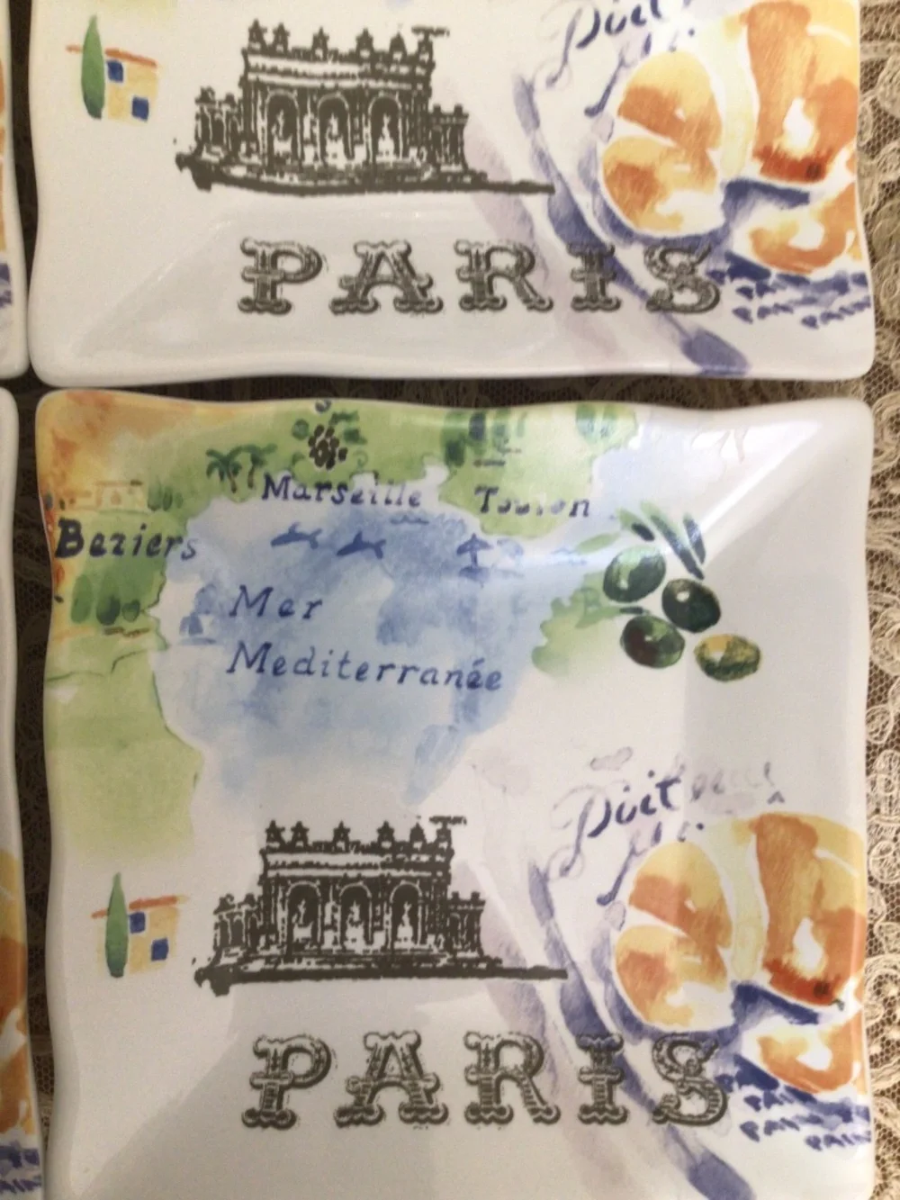 Paris Travels by 222 FIFTH (PTS) Square Appetizer Plates Set of 4